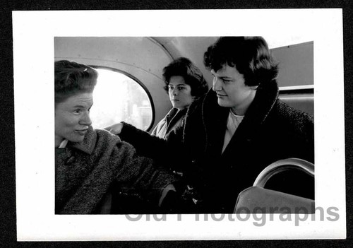 Women back bus talking - women,