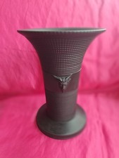 Wedgwood Black Basalt Vase Rams Goat Head Mask Engine Turned 7.5" tall