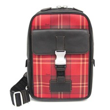 Coach Track Pack With Tartan Plaid Print CC029 Men's Leather,PVC Sling Bag Black