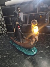 Grim Reaper Statue Figurine. Ferryman to the Underworld with LED LAMP.
