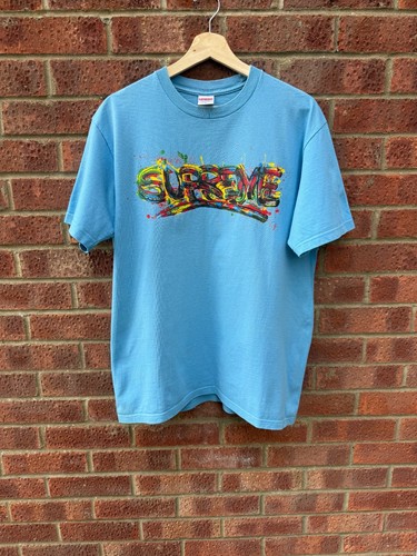 Blue supreme paint logo - supreme, tee