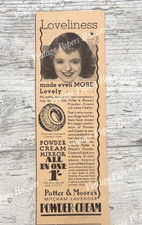 Potter & Moore's Powder Cream Mirror Janet Gaynor 1933 vintage print advert
