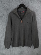 Musto Jumper Mens Small Grey 1/4 Zip Heavy Cotton Sailing Fisherman Pullover