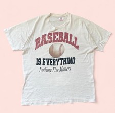 Vintage 1980s Baseball White Single Stitch T Shirt Size XL Fruit of The Loom USA