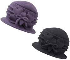 Womens Cloche Hat 100% Wool