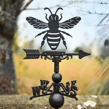 Black Cast Iron Bumble Bee Wall Mounted Weathervane Garden Wind Vane