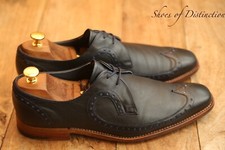 Barker Dark Navy Blue Leather Derby Brogue Shoes Men's UK 8 F US 9 EU 42