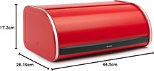 Large Brabantia Roll Flat Top Bread Bin Metal Passion Red Front Opening Used