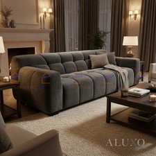 Luxury Harlequin 3 Seater Bouclé Sofa Chocolate Cocoa Upholstered Modern Couch