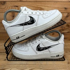 Nike Trainers Womens Size UK 4 Air Force 1 Low White Black Sketch Shoes GS