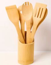 Bamboo Kitchen Utensils Set - 6 Styles of Spoon Spatulas for Cooking