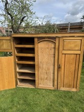 Antique Low Pine Linen Press Wardrobe Larder Pantry Cupboard
