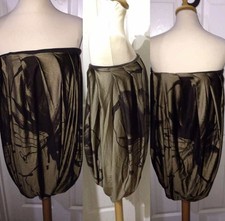 Bronze Aqua Couture Gold Tulip Print Dress Size M