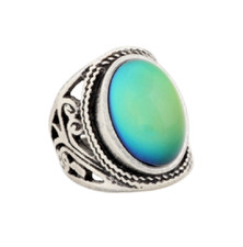 MOJO JEWELRY Antique Sterling Silver Plating Oval Stone Mood Ring Size 8