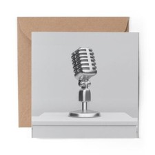 1 x Blank Greeting Card BW - Microphone Radio Broadcast #37236