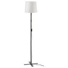 IKEA BARLAST Tall Standing Floor Lamp Black /White Steel Soft Shade Decor 150 cm