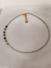 COEUR DE LION Brilliance Princess Green Mini GeoCube Gemstone necklace gold tone