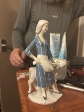 Porcelain Girl With Cow Figurine