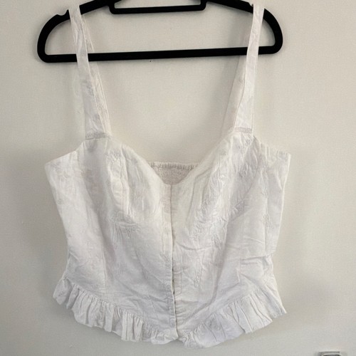 Zara white embroidery bustier - white,