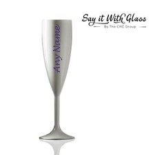 Personalised Virtually Unbreakable White Polycarbonate Champagne Flute
