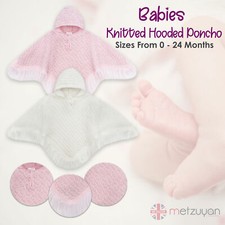 Baby Babies Knitted Poncho Hooded Winter Pram Coat Blanket Newborn By BABYTOWN