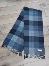 Marks And Spencer Men's Pure New Wool Scarf - Blue Check.  Brand New.