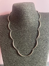 Silver tone metal panel collar necklace