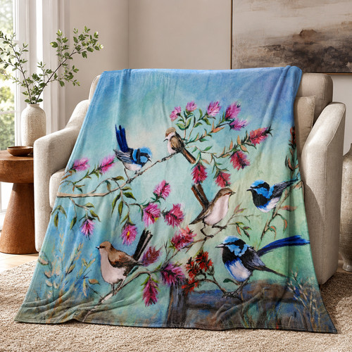 Blue wren polar - blue, fleece