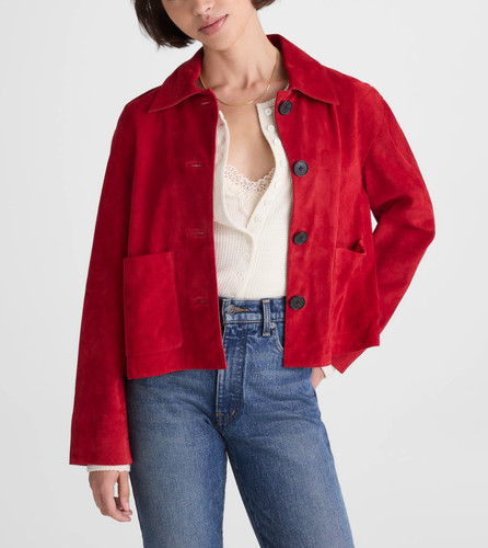 Womens red suede leather - red,