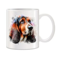 BASSET HOUND DOG WATERCOLOUR SPLASH EFFECT GIFT CERAMIC MUG ARTISTIC COFFEE TEE