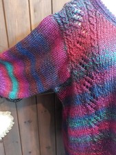 HAND KNITTED LONG JUMPER XL, PINKS & BLUES