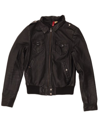 Womens crop leather jacket - h&m,