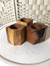 Set Of 3 Rustic Wooden Candle