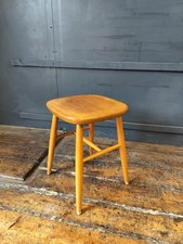Vintage Mid Century Elm & Beech Stool Ercol Style