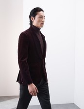 Marks & Spencer Mens Purple Velvet Single breasted Suit jacket Size 42" - M&S