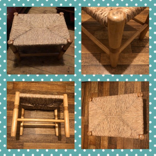 Large antique wooden footstool - wooden,