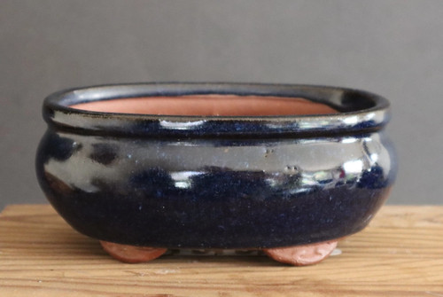 Bonsai pot dark blue oval - bonsai,