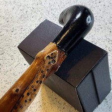 Walking Stick Wooden Pole With A Snake Twisting Up