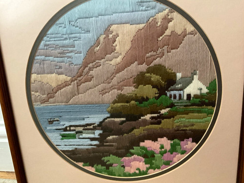 Framed needlepoint coastal - needlepoint,