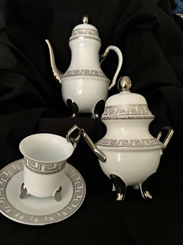 Greek key porcelain tea - greek,
