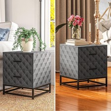Bedside Cabinets x 2 Bedroom Table Set Pair Drawers Nightstand Storage Unit