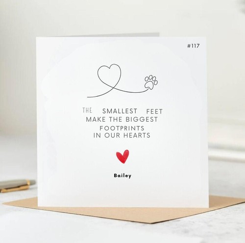 Personalised paw print card - personalised,