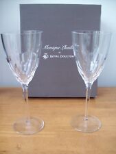 2 X ROYAL DOULTON  CRYSTAL MONIQUE LHUILLIER  ATELIER WINE GLASSES Signed  BOXED