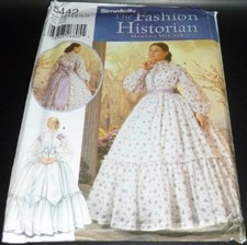 GWTW 1860s Historical Victorian Gown Ribbon Costume Sewing Pattern 6-12 VTG