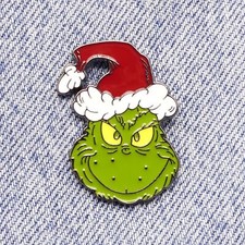 The Grinch Enamel Pin Badge Christmas Santa Hat Festive Holiday Lapel Pin Brooch
