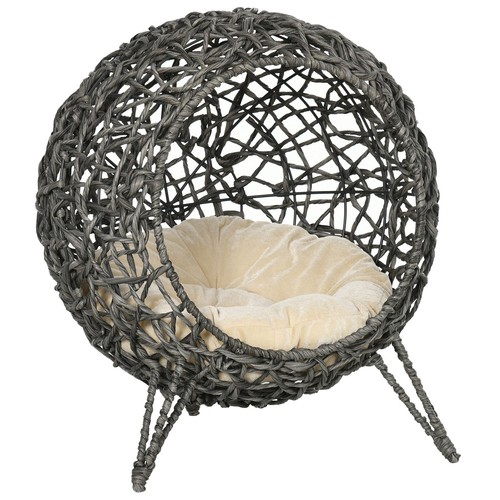 Rattan elevated cat house - elevated,