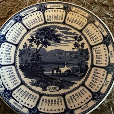 Collectable Wedgewood Blue And White Calendar Millennium Landscape Plate 2000 