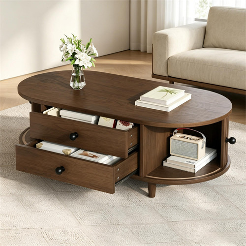 Oval coffee table sliding - oval,