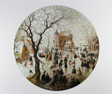 A Winter Scene with Skaters near a Castle 400 Piece Circular Jigsaw Puzzle