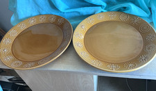 2 xVINTAGE AMBER PORTMEIRION POTTERY TOTEM DINNER PLATES SUSAN WILLIAMS-ELLIS